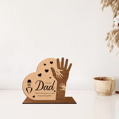 Love You Dad Family Hand Holding Wooden Frame Customize With Name Fathers Day Gift From Daughter & Son , Birthday Gift For Dad , Surprise Gift For Dad